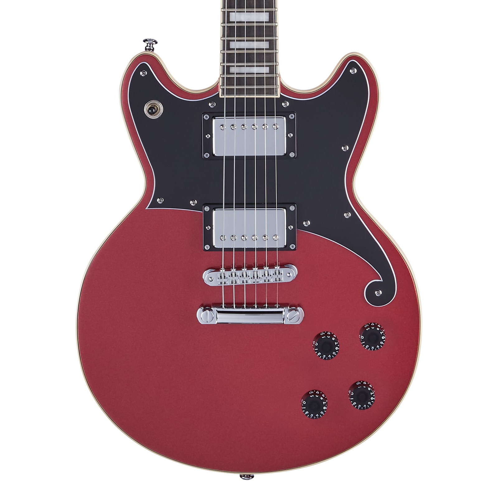D'Angelico Premier Brighton Solid Body Double Cutaway Electric Guitar in Oxblood w/ Gig Bag