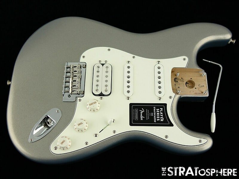 2022 Fender Player HSS Stratocaster Strat LOADED BODY Guitar Parts  Silver image 1
