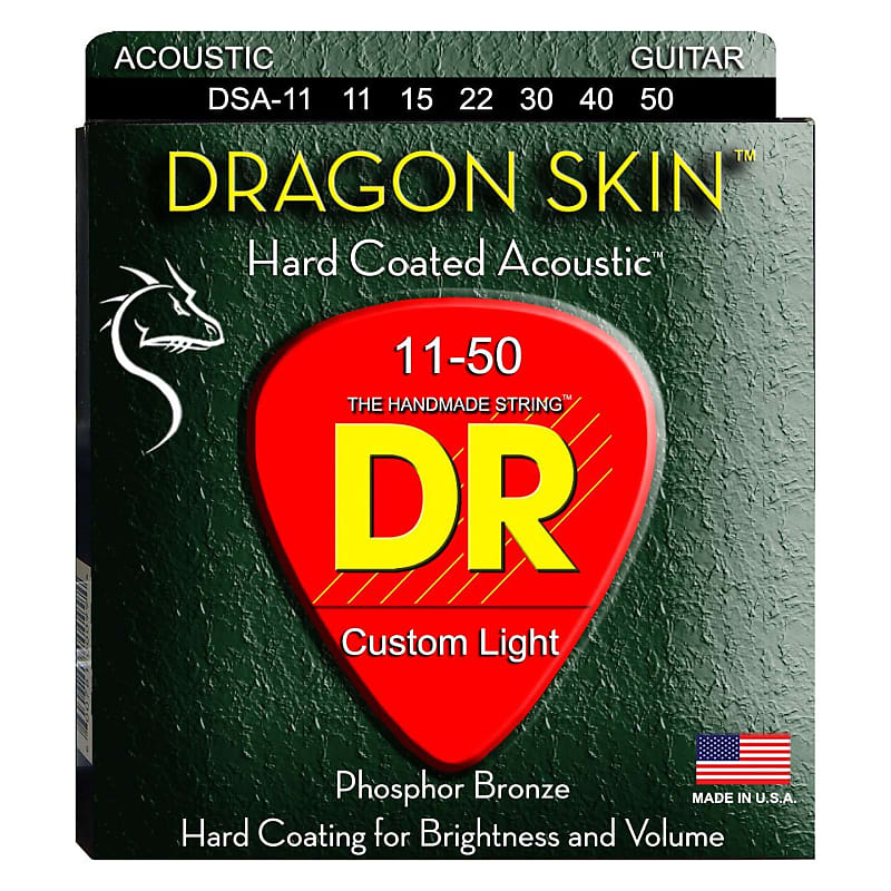 DR DSA-11 Dragon Skin Coated Acoustic Strings Custom Light 11-50 image 1
