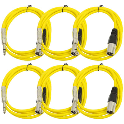 SEISMIC 6 PACK Yellow 1/4" TRS XLR Male 6' Patch Cables image 1