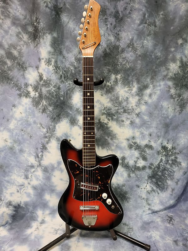 Vintage 1960's Teisco Noble Audition Single Red Foil Pickup Redburst Pro Setup New Strings image 1