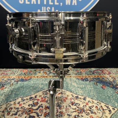 Yamaha 14x5" Steel Shell Snare Drum, No Badge 1980s - Chrome image 6