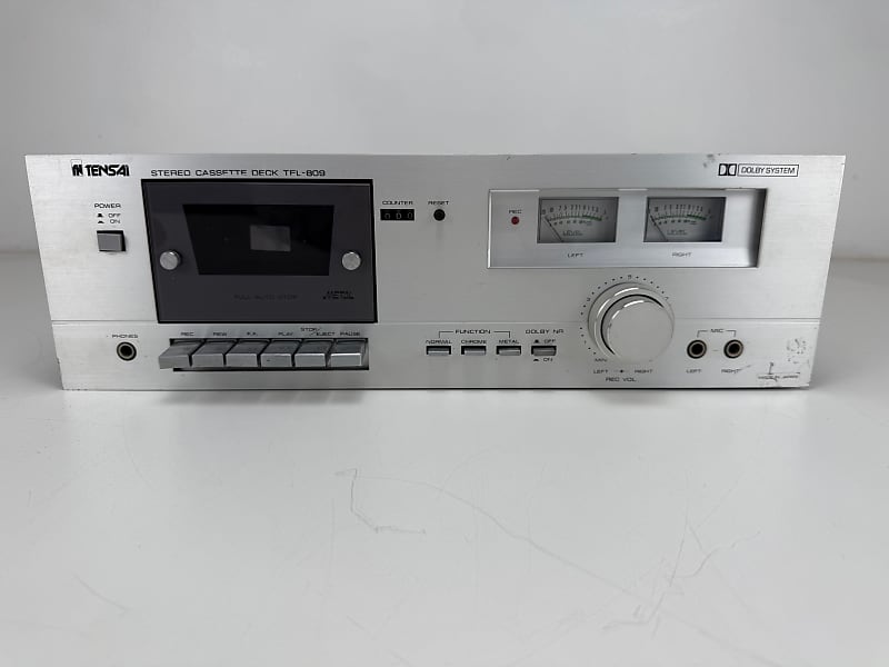 Tensai TFL-809 Stereo Cassette Deck - Nice looking deck, with VU meters  			