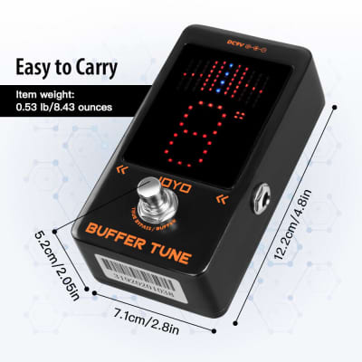 JOYO JF-19 Buffer Tune Pedal Accurate Tuner LED Screen Electric Bass, Guitar etc image 9