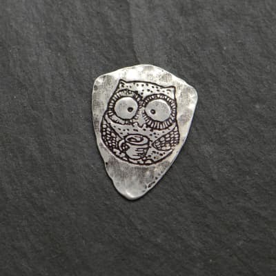 sterling silver guitar pick - playable with cute owl image 3