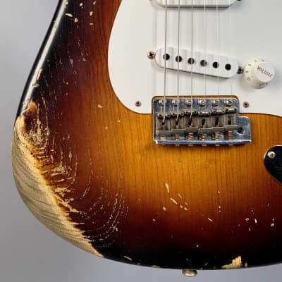 Fender Custom Shop Limited Edition 1956 Stratocaster Heavy Relic Super Faded Aged 2-Color Sunburst image 12