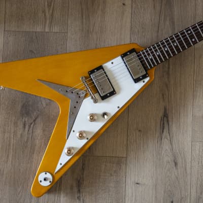 Vintage JHS VV60 Korina Rare Mk1 version Flying V replica + HCase flying V 2000 - Korina image 2
