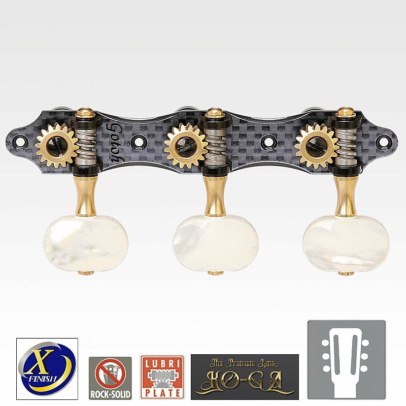 NEW Gotoh KG01-CA Classical Guitar Tuners w/ Real Mother of Pearl Buttons X-Gold image 1