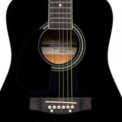 Stagg SA20D 3/4 LH-BK Dreadnought 3/4 Size Basswood Top Nato Neck 6-String Acoustic Guitar image 5