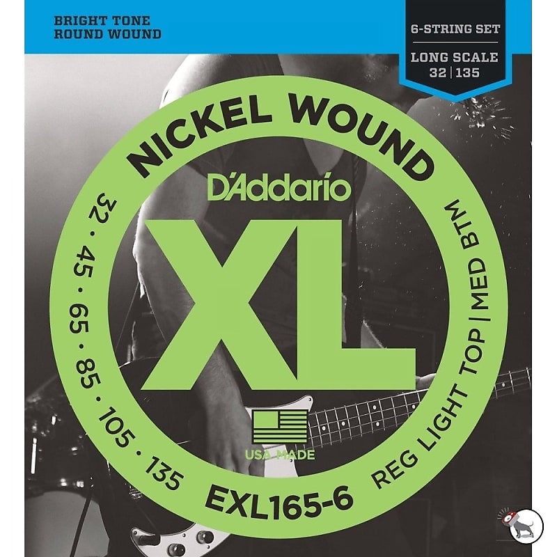 D'Addario EXL165-6 Nickel Wound Custom Light Long Scale Strings for 6-String Bass (32-135) image 1