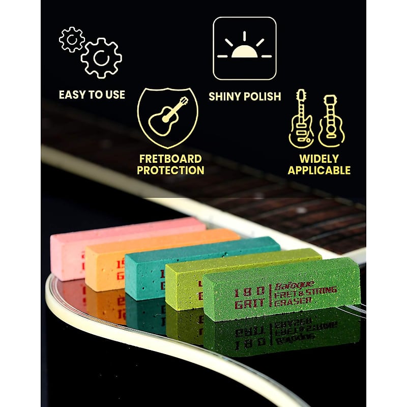 Baroque Guitar Fret Polishing Erasers Abraisive Rubber blocks for Polishing  Fret Wire 180 Grit & 400 Grit &1000 Grit Set of 3pcs Guitar Maintain Tool  Kits 