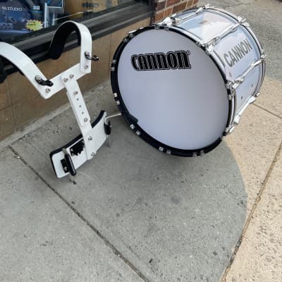 Cannon Marching Percussion White Marching Bass Drum 22" X 14" image 2