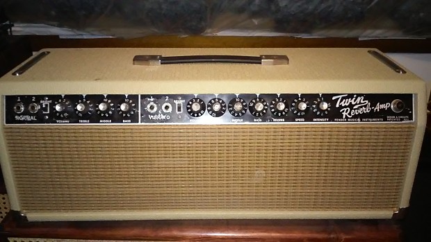 Vintage 1966 Fender Blackface Twin Reverb Head Rough Blonde Tolex