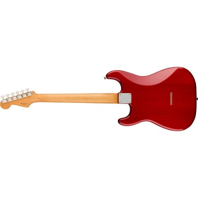 Fender Noventa Stratocaster Electric Guitar, Pau Ferro Fingerboard, Crimson Red Transparent image 10