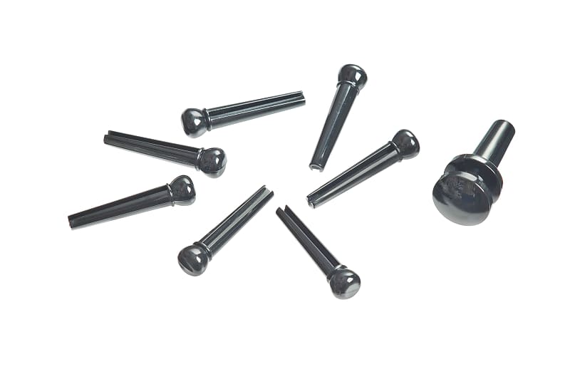 Planet Waves Injected Molded Bridge Pins with End Pin, Set of 7, Black image 1