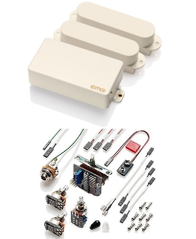 EMG SA / SA / 89 Ivory HSS Active Strat Pickup Set 2 Single Coils & 1 humbucker & Switch Coil Tap image 1