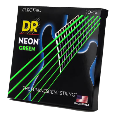 DR Strings Hi-Def Neon Green Colored Electric Guitar Strings: Medium 10-46 image 3