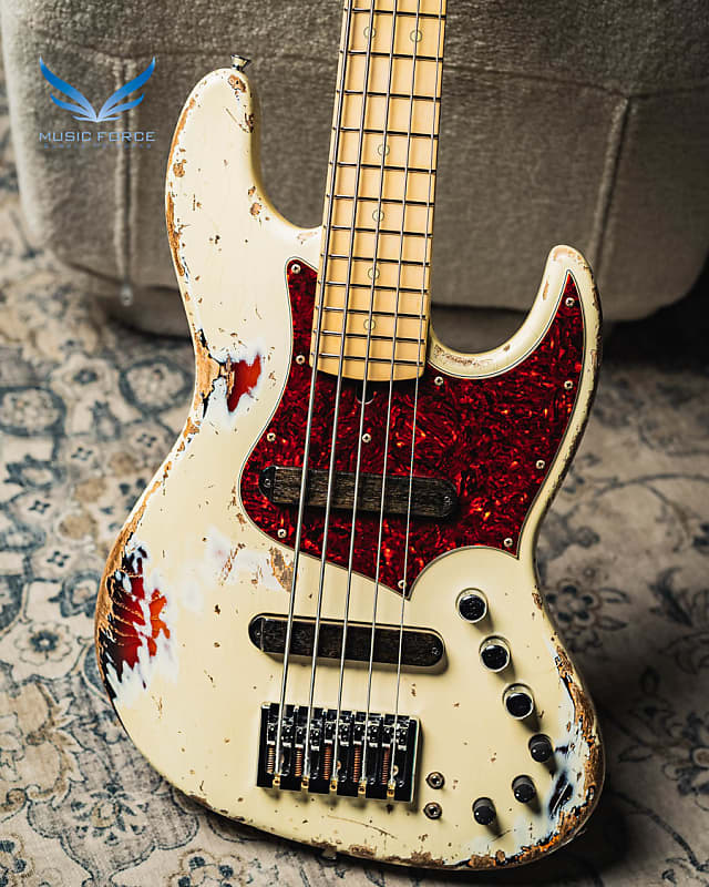 Xotic XJ-1T 5 String Heavy Aged-Vintage White over 3 Tone