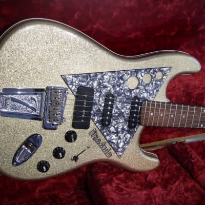 Italia Mondulo Electric Solid Body Guitar Circa-1998-Gold Sparkle Grey M.O.T.S. for sale