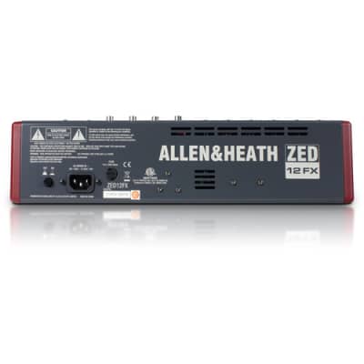Allen & Heath AH-ZED12FX 6 Mic Line + 3 Stereo, 4 aux sends, 3 band swept mid EQ., 24 bit effects with 16 presets, 2 x 2 USB I/O, 100mm Faders image 13