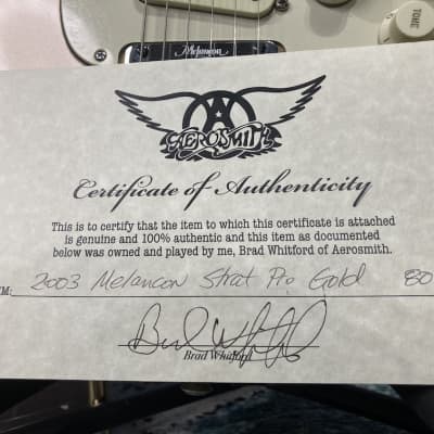 Melancon Brad Whitford’s Aerosmith, Stratocaster, Authenticated! (#121) 2003 Gold image 7