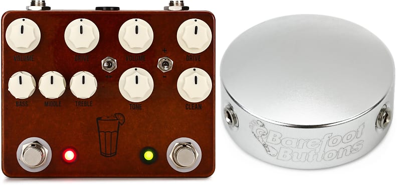 JHS Sweet Tea V3 2-in-1 Dual Overdrive Pedal Bundle with Barefoot Buttons  V1 Standard Footswitch Cap - Silver | Reverb