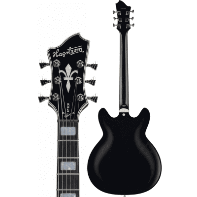 Hagstrom SUVIK-BLK Super Viking Flame Semi-Hollow Canadian Hard Maple Neck 6-String Electric Guitar image 8