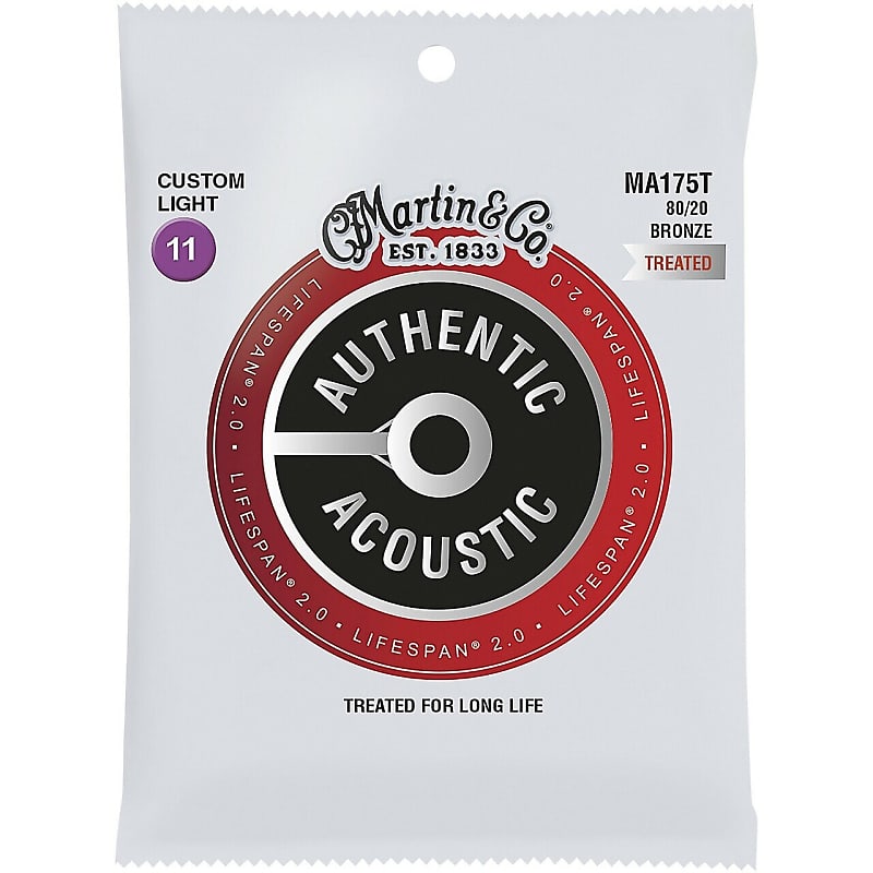 Martin MA175T Authentic Acoustic Lifespan® Guitar Strings Custom Light .011-.052 image 1