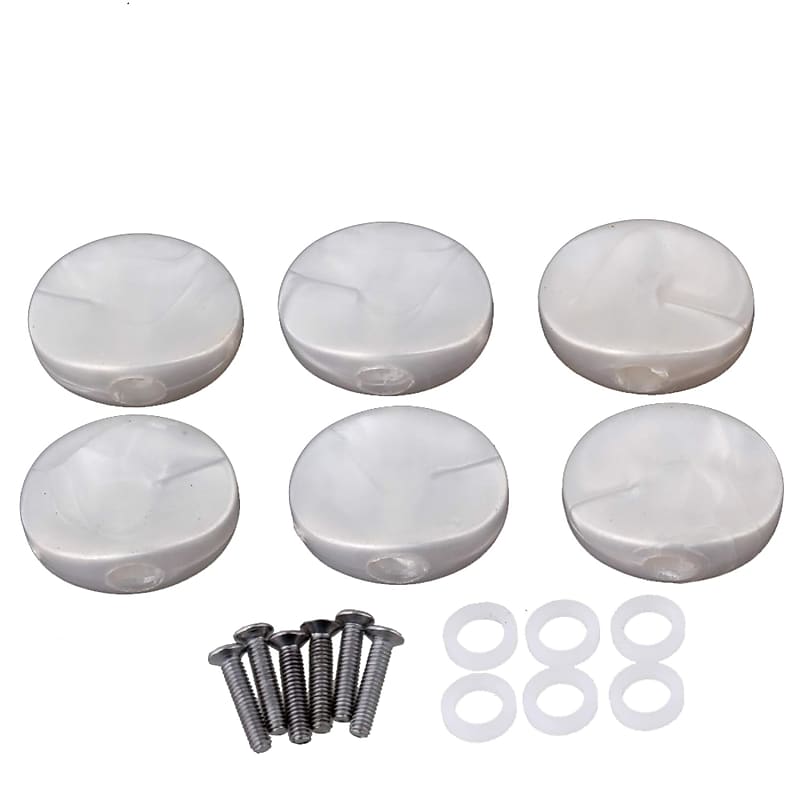 6Pcs Guitar Tuning Peg Caps Knobs White Pearl Tuning Key Reverb