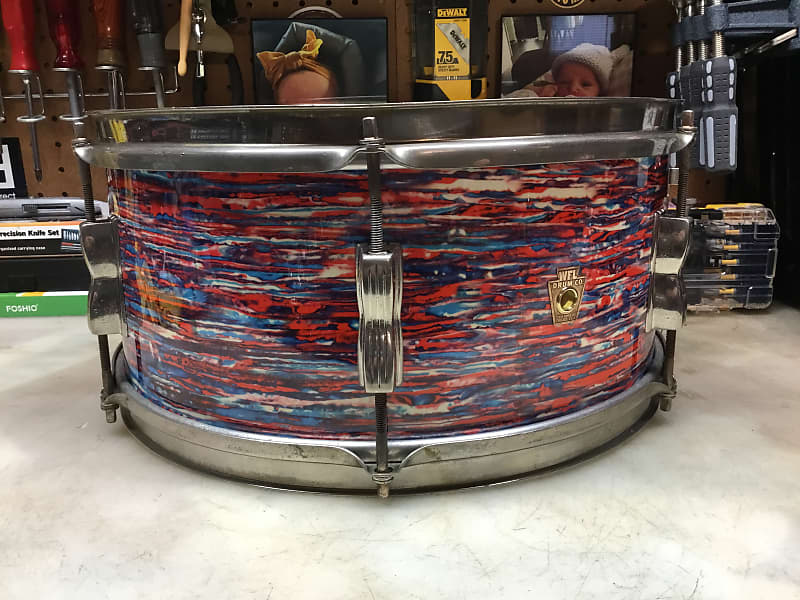 Ludwig WLF 6.5”x14” Snare Drum 1950’s Red Psychedelic Mod Fade