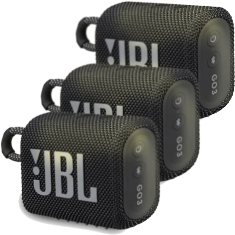 JBL - GO 3 Portable Waterproof Wireless Speaker, Includes USB-C Cable -  Black