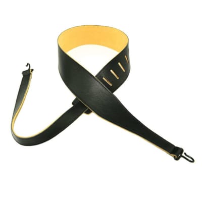 Henry Heller 2.5" Capri Leather Tapered Banjo Strap Black w/ Rubber Metal Hook image 2