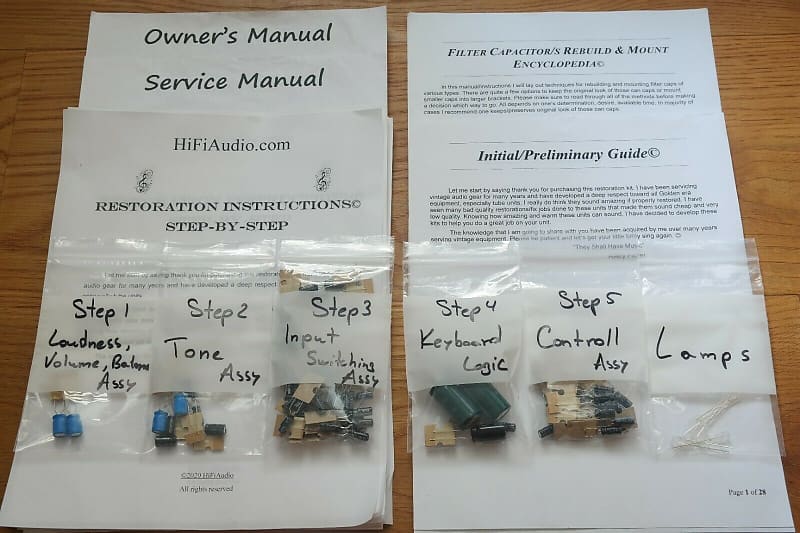 McIntosh C38 restoration kit filter capacitor repair rebuild fix  			