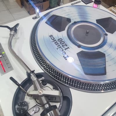 Pair of White Technics SL-1200 MK2 Custom DJ Turntables image 10