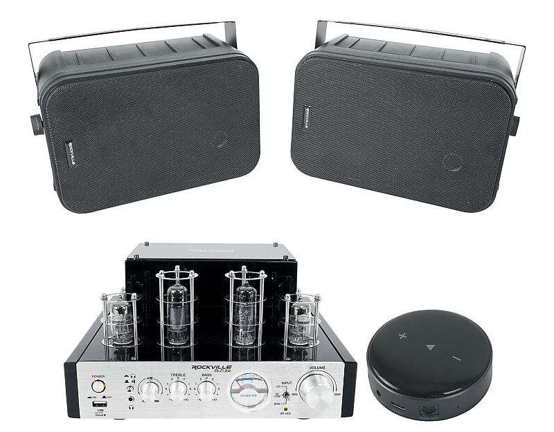 Rockville BluTube Bluetooth Tube Amplifier+(2) 6.5&quot; Black Speakers +Smart Wifi Receiver  			