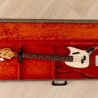 1967 Fender Mustang Bass Vintage Short Scale Bass Dakota Red w/ Case image 24