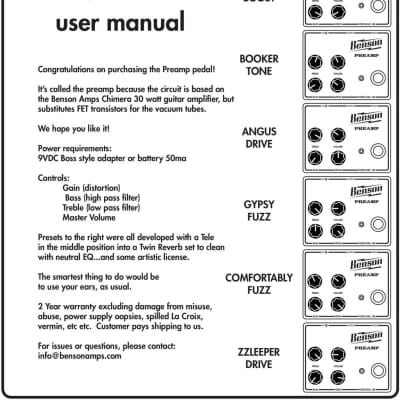 NEW BENSON PREAMP - VERY COMPLICATED PATTERN | Reverb NEW BENSON PREAMP - VERY COMPLICATED PATTERN | Reverb