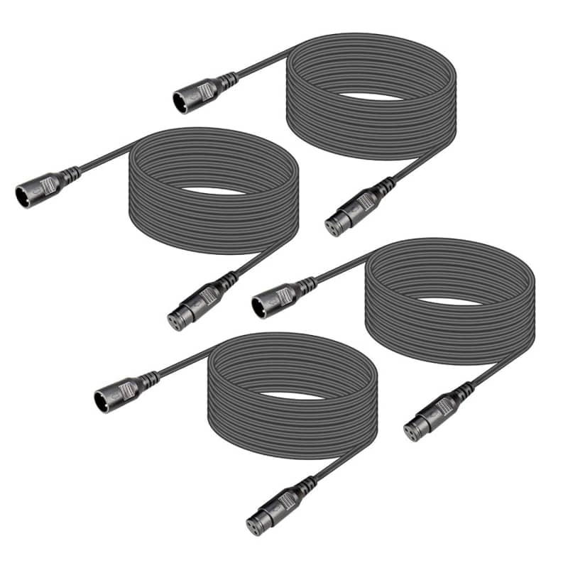 Gruolin 10ft DMX Cable, 4 Pack 3m DMX Light Cables DMX Wires, 3-Pin XLR  Male to Female Stage Signal Cable with Metal Connectors for DMX512 Stage &  DJ