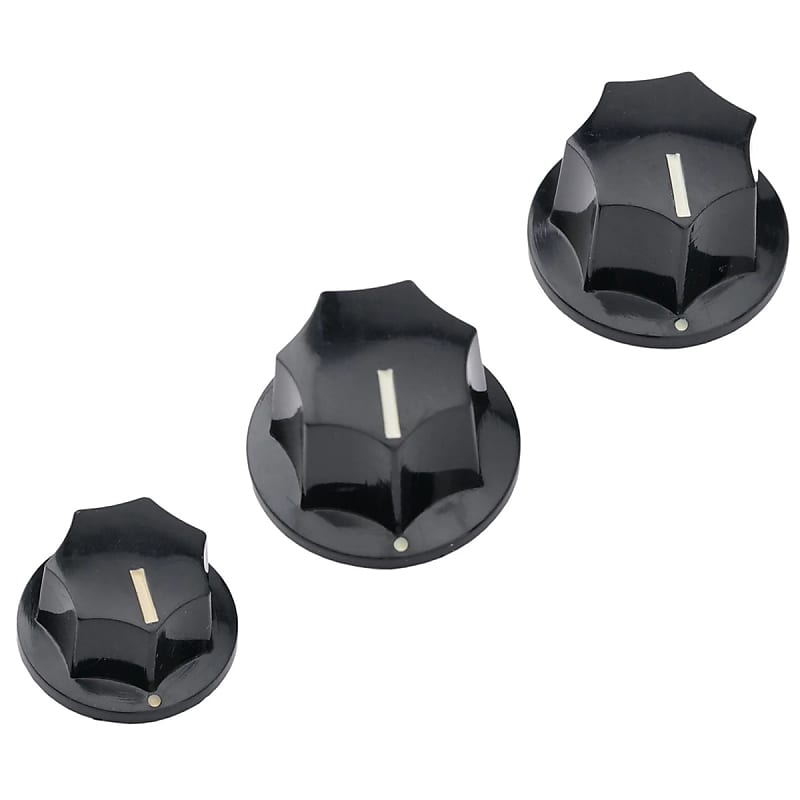 Jazz Bass Guitar Knobs Push Fit Black Full Set Reverb