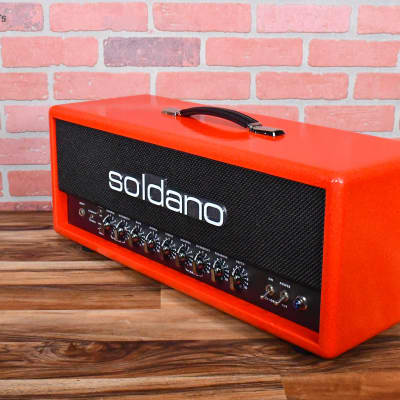 Soldano Custom Shop SLO100 100watt All Tube Head with Matching 4x12 Cab Red Sparkle Tolex W/ Black Grill and Black Chicken Head Knobs image 8