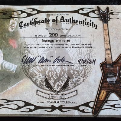 RARE Dean Dimebag Darrell ML Roots from Dime's House Signed by Zakk Wylde image 8
