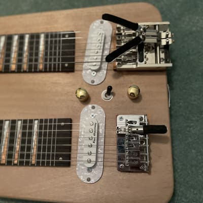 LAP STEEL guitar double neck Mahogany, home assembly open D and C6 with benders image 4