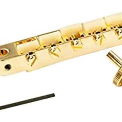 TonePros Replacement AVR2 Tune-O-Matic Bridge With Standard Nashville Post And "G Formula" Saddles Gold