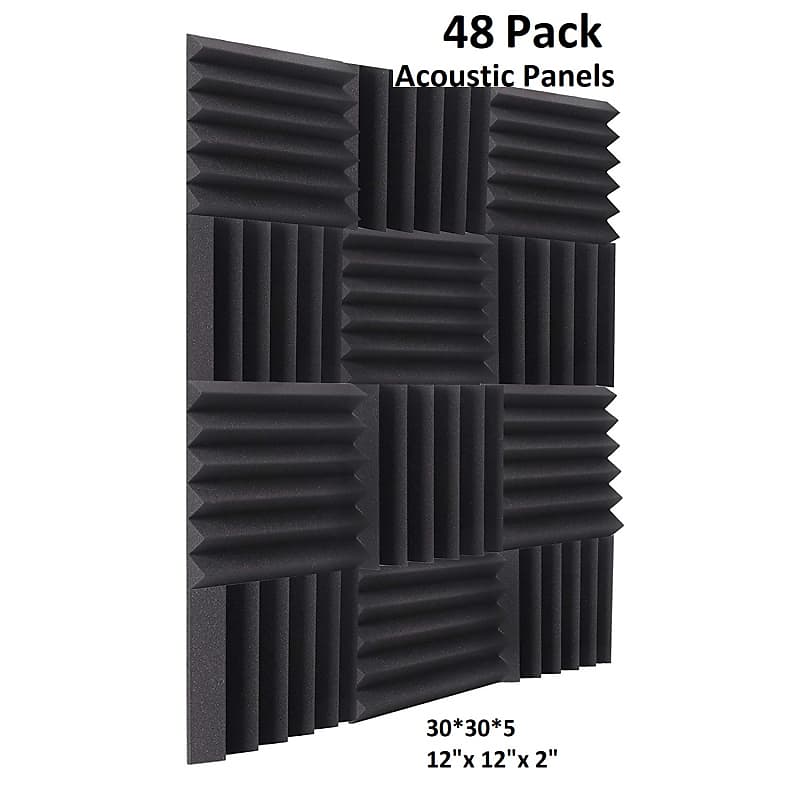 48 Pack Acoustic Panels Studio Soundproofing Foam Wedges 2 X 12 X 12 