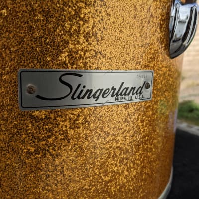 1970s Slingerland Gold Sparkle Wrap 10 x 18" Concert Tom - Timpani Like Tone - Looks & Sounds Great! image 2