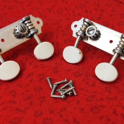 Vintage 1950s/60s Waverly 3-on-a-side Strip Tuners w/ Original Screws - Nickel - Gibson Martin Guild image 3