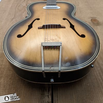 Harmony H1213 Vintage Archtop Acoustic-Electric Guitar Sunburst Modded c. 1960s image 7