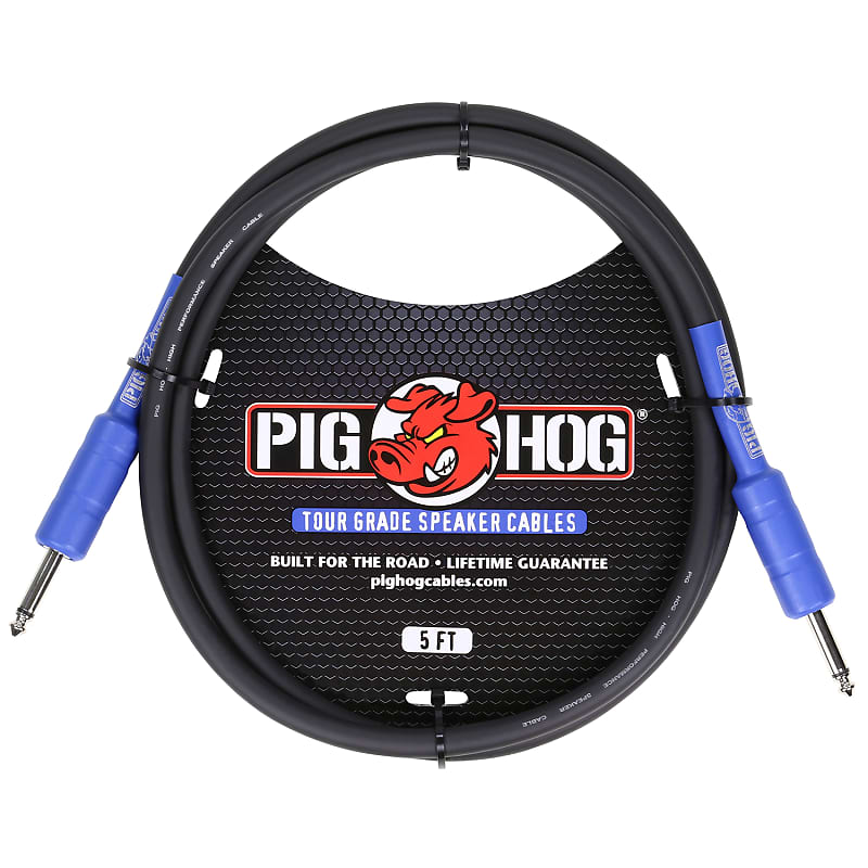 Pig Hog PHSC5 Tour-Grade 8mm 14-Gauge Wire Audio 1/4" Speaker Cable 5ft image 1