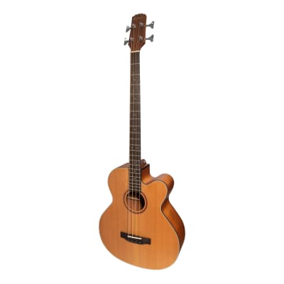 Martinez 'Natural Series' Solid Cedar Top Acoustic-Electric Cutaway Bass Guitar (Open Pore) for sale