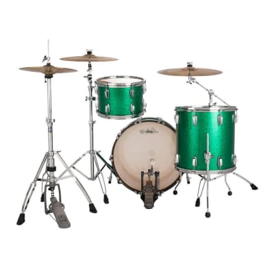 Ludwig Classic Maple 3pc Fab Drum Set Green Sparkle image 2